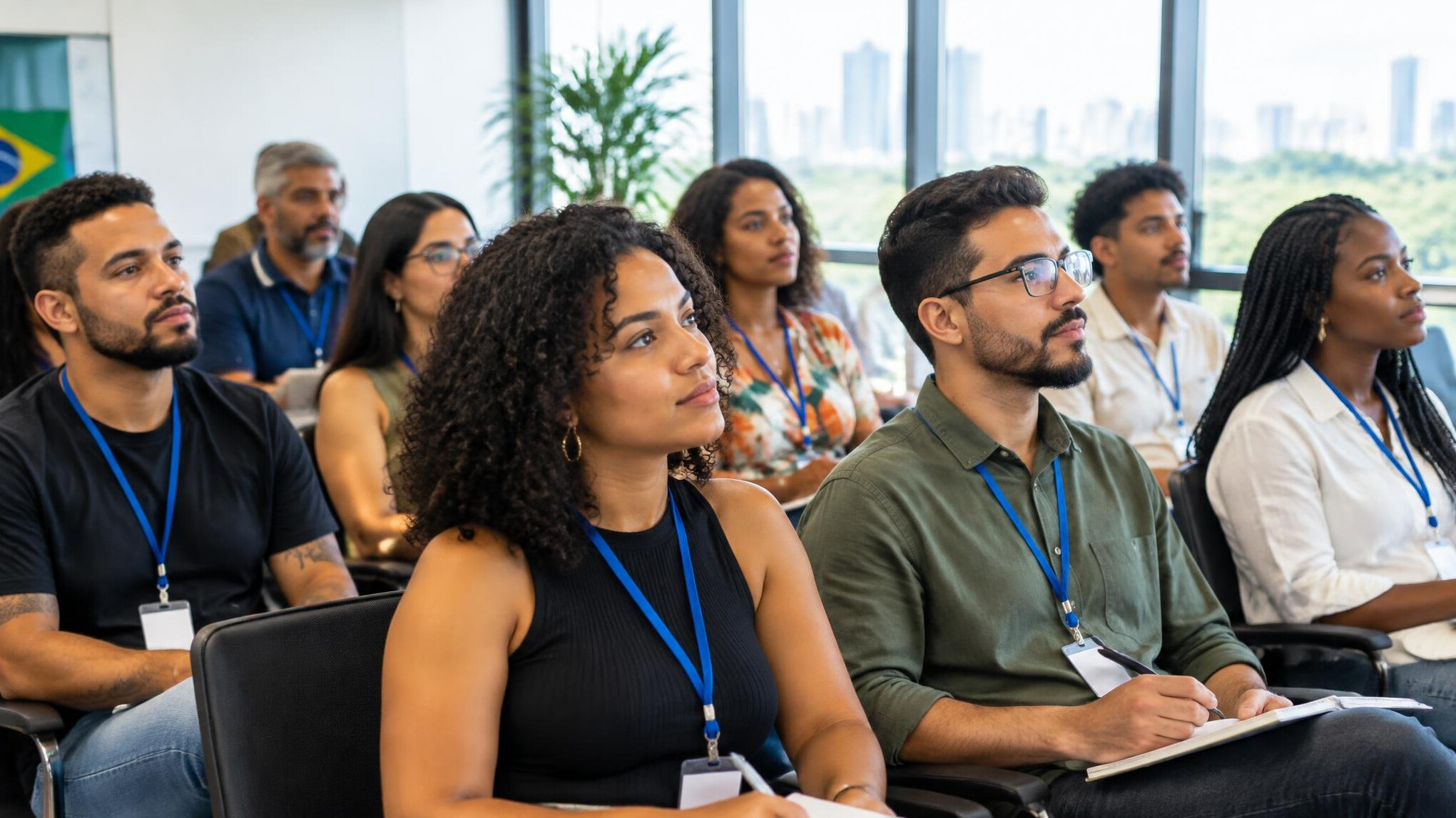 Group of people listening attentively during a workshop session